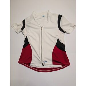 Luna Womens Cycling Jersey White Red Black Full Zip Short Sleeve Floral Size L